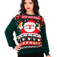 Jersey de Navidad de Papá Noel Ho Ho Ho para mujer
