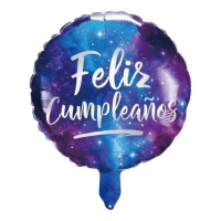 Globo redondo Feliz Cumpleaños Espacio Galáctico de 45 cm