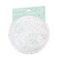 Molde redondo de 25,5 x 25,5 x 3,8 cm blanco con confeti - Scrapcooking