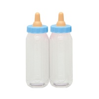 Biberón de plástico decorativo azul de 13 x 4 cm - 2 unidades