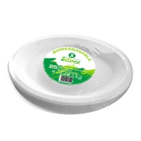 Bandeja de 26 x 19 cm ovaladas de caña de azúcar biodegradables blanco - 25 unidades