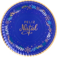Bandeja de 30 cm de cartón redonda de Feliz Natal - 1 unidad