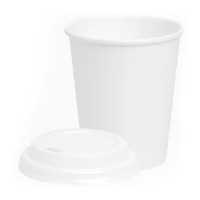 Vasos de 480 ml de cartón blanco tapa con agujero - 25 unidades