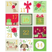Pegatinas de número para calendario de adviento Perro Salchicha - 24 unidades