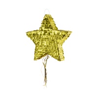 Piñata 3D de estrella dorada - 44.5 x 42.5 x 9 cm