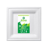 Platos de 26 cm de caña de azúcar cuadrados - 3 unidades