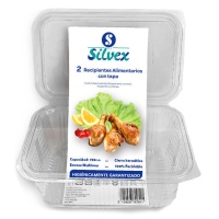 Envase de 0,75 L desechable con tapa bisagra - 2 unidades