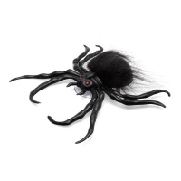 Araña de 18 x 17 cm negra con pelos y ojos rojos