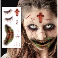 Tatuajes temporales de cara de zombie