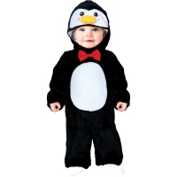 Disfraz de pingüino sonrojado con pajarita para bebé
