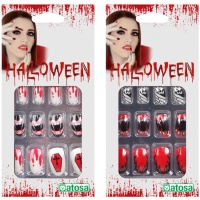 Uñas postizas de Halloween sangrientas surtidas - 12 unidades