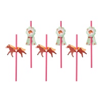 Pajitas de papel de Caballo Vintage - 6 unidades