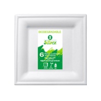 Platos de 16 cm de caña de azúcar cuadrados - 6 unidades