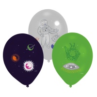 Globos de látex de astronauta y espacio de 27,5 cm - 6 unidades