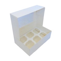 Caja para 6 cupcakes blanca con ventana