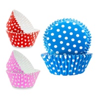 Cápsulas para cupcakes de colores con lunares - 24 unidades