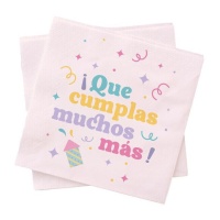 Servilletas de Que cumplas muchos más de 16,5 cm - 20 unidades