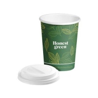 Vasos de 250 ml de cartón verde tapa con agujero - 8 unidades