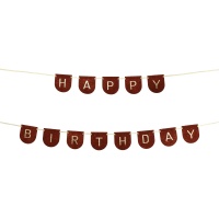 Guirnalda de Happy Birthday marrón y dorada de 3,00 m