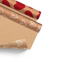 Papel de regalo de corazones kraft de 2 x 0,70 m - 1 unidad