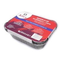 Envase de 19,2 x 14,2 x 4,2 cm desechable rectangular con tapa - 7 unidades