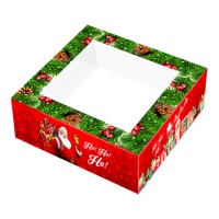 Caja de 33 x 33 x 7,5 cm para tarta decorada de Santa Claus