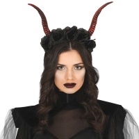 Diadema de cuernos y flores negras
