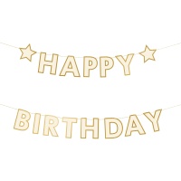 Guirnalda de Happy Birthday de estrella dorada de 3,00 m