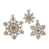 Figuras de madera de copos de nieve - Artis decor - 3 unidades
