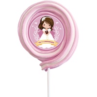 Brocheta roller Mi Primera Comunión de nube rosa de 70 gr