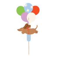 Topper para tarta de Perro y globos de 17 cm