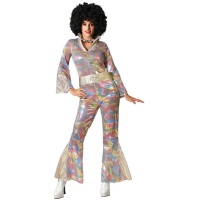 Disfraz de estilo disco multicolor para mujer
