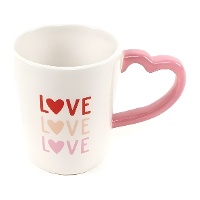 Taza de 230 ml Amor con asa de corazón rosa