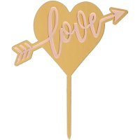 Topper para tarta de Love rosa de 13 x 11 cm