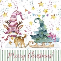 Servilletas de 16,5 x 16,5 cm de gnomo navideño - 20 unidades
