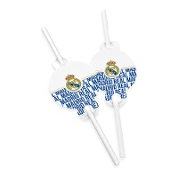Pajitas de Real Madrid escudo y letras - 6 unidades