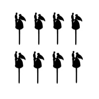 Picks acrílicos de silueta novios - 8 unidades