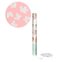 Cañón de confeti de mariposas blancas de 50 cm