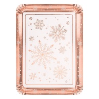 Bandeja de 34 x 25 cm de cartón rectangular de Rose Gold Snow - 1 unidad