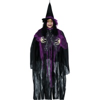 Colgante de bruja horrenda con luz, sonido y movimiento de 1,20 m