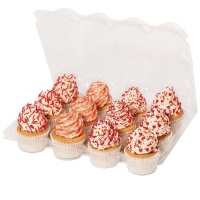 Caja para 12 cupcakes de plástico transparente - 3 unidades