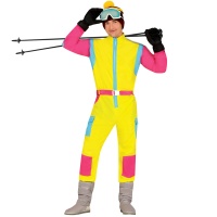 Disfraz de esquiador rosa y amarillo para hombre