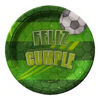 Platos de Feliz Cumple futbolero de 18 cm - 8 unidades