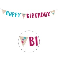Guirnalda de Happy Birthday kraft de 1,80 m