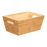 Cesta de bambú de 25 x 15 x 12 cm con asas