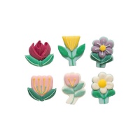 Figuras de azúcar de flores primaverales - Decora - 6 unidades