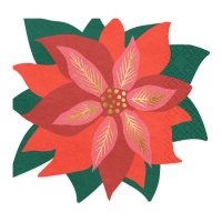 Servilletas de 14,5 x 15,5 cm con silueta de flor de pascua - 20 unidades