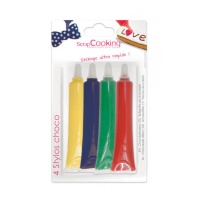 Set de bolígrafos sabor chocolate para decorar de colores primarios de 25 gr - Scrapcooking - 4 unidades
