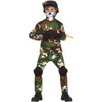 Disfraz de militar con braga de esqueleto infantil