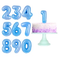 Vela de número azul Chubby de 6 cm - 1 unidad